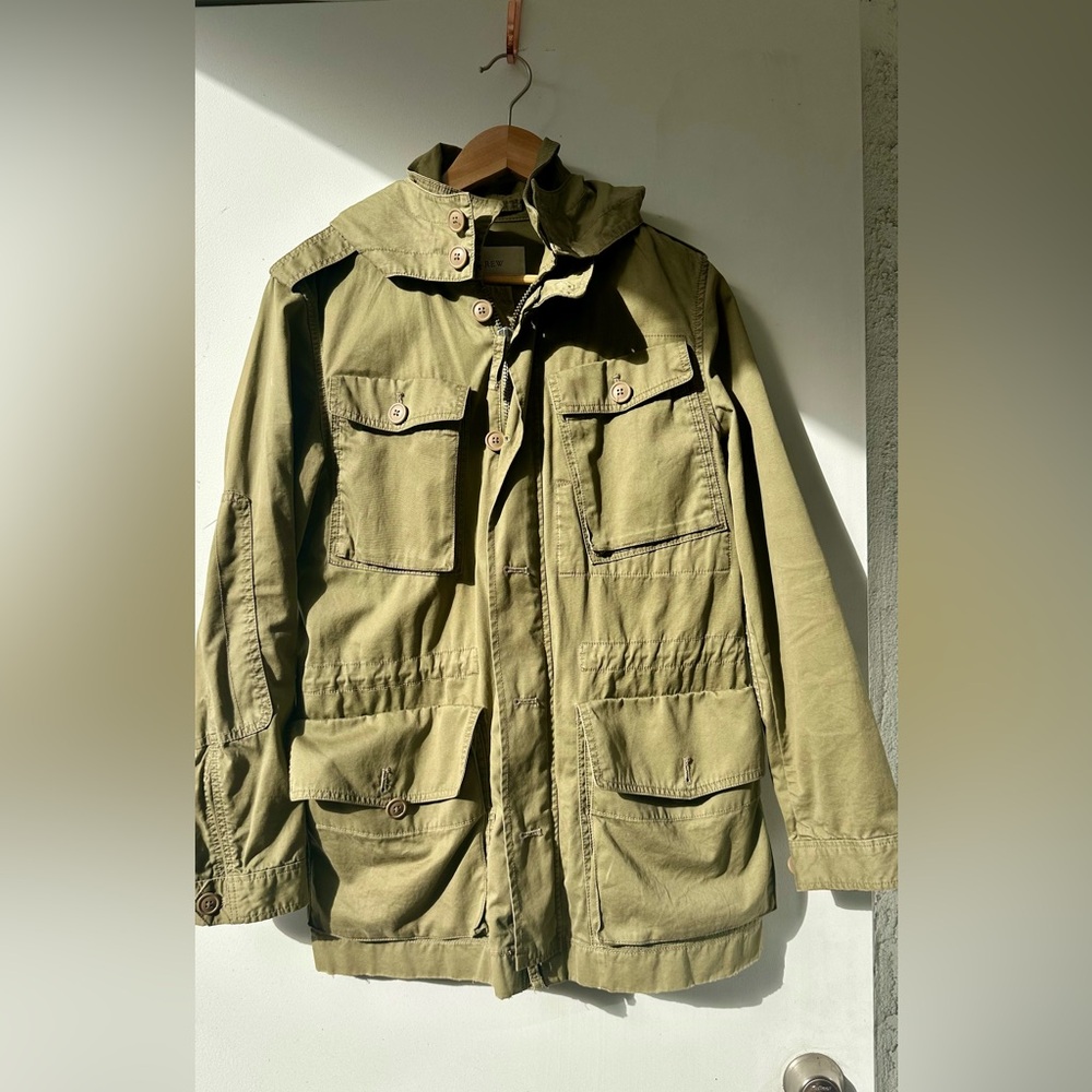 J Crew Army Green Cargo Coat size Mediium